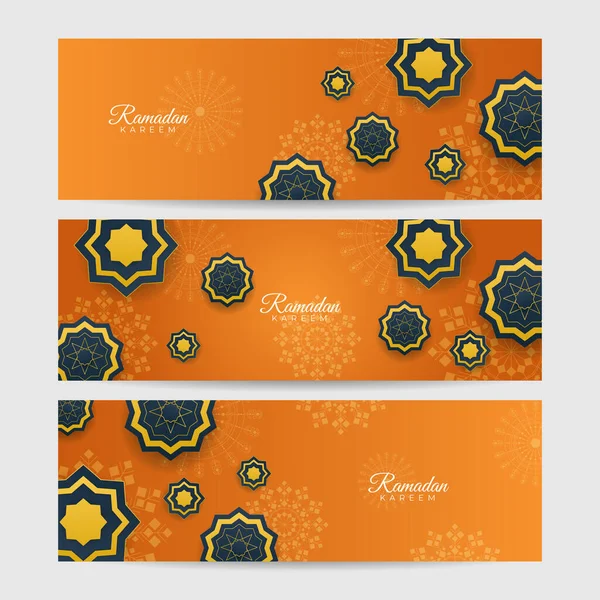 Luxuriöser Ramadan Hintergrund Mit Orangefarbenem Arabesken Muster Arabisch Islamischen Oststil — Stockvektor