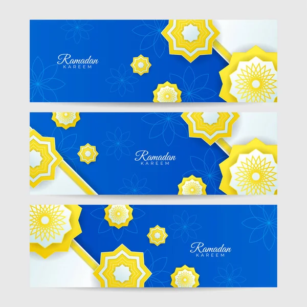Luxuriöser Ramadan Hintergrund Mit Blauem Arabesken Muster Arabisch Islamischen Oststil — Stockvektor