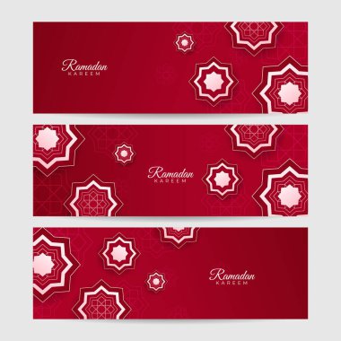 Lüks ramazan arka planı kırmızı arabesk desenli Arap islami doğu tarzı. Baskı, poster, kapak, broşür, broşür, afiş için dekoratif tasarım.