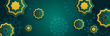 Lüks ramazan arka planı koyu yeşil arabesk desenli, Arap İslami doğu tarzı. Baskı, poster, kapak, broşür, broşür, afiş için dekoratif tasarım.