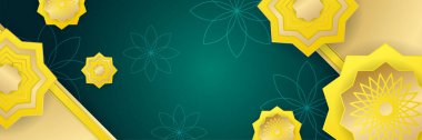 Lüks ramazan arka planı koyu yeşil arabesk desenli, Arap İslami doğu tarzı. Baskı, poster, kapak, broşür, broşür, afiş için dekoratif tasarım.