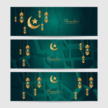 Ramazan kareem yatay afiş arkaplanı. Ramazan kareem İslami tebrik kartı arkaplan vektör çizimi