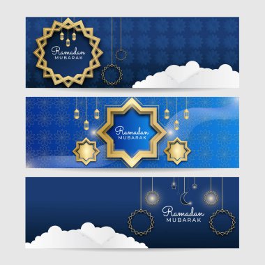 Ramazan kareem yatay afiş arkaplanı. Ramazan kareem İslami tebrik kartı arkaplan vektör çizimi