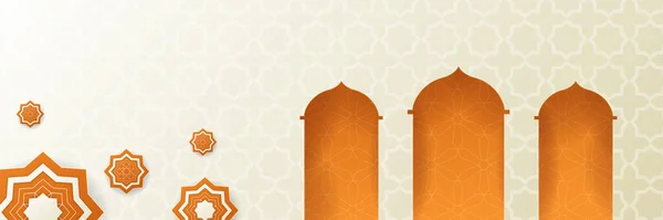Lusso Sfondo Ramadan Con Arabesco Arancione Modello Arabo Stile Orientale — Vettoriale Stock