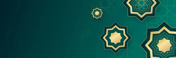 Fondo Ramadán Lujo Con Patrón Arabesco Verde Oscuro Estilo Islámico — Archivo Imágenes Vectoriales