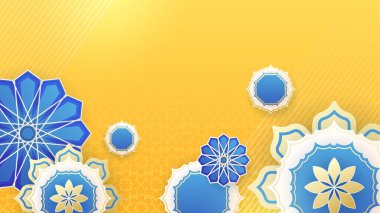 güzel gerçekçi mandala mavi renkli İslami tasarım arka planı