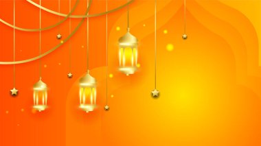 Ayın fener desenli ve mandala elementli soyut İslami ramazan kareem. Pankart, poster, tebrik kartı, duvar kağıdı ve sosyal medya şablonu için kullanılabilir