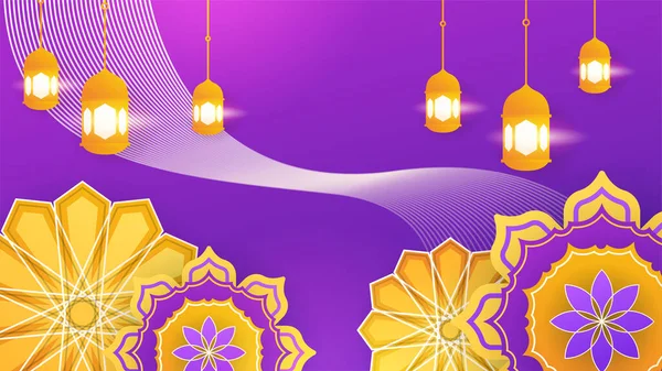 Gyönyörű Realisztikus Mandala Lógó Lámpa Lila Narancs Színes Iszlám Design — Stock Vector