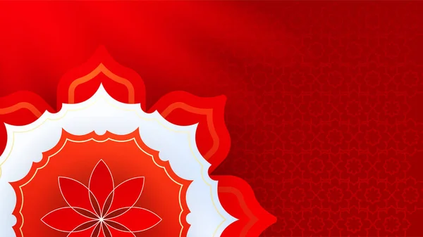 Gyönyörű Realisztikus Mandala Piros Színes Iszlám Design Háttér — Stock Vector