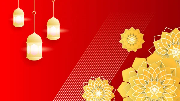 Ramadan Rouge Kareem Abstrait Carte Vœux Fond Vectoriel Design — Image vectorielle