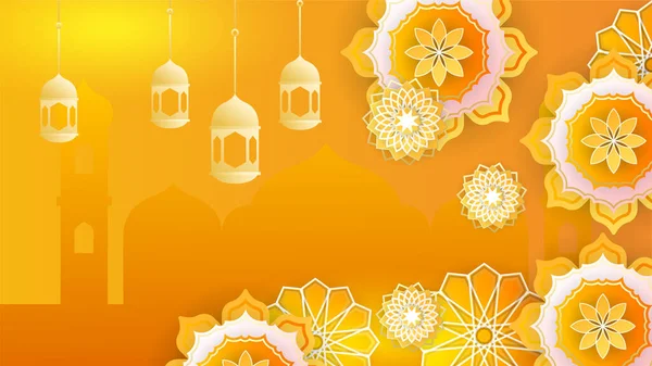 Red Gold Ramadan Kareem Abstract Greeting Card Background Vector Design — Stock Vector