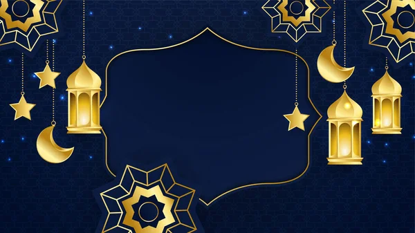 Schöne Realistische Luxus Blaues Gold Islamischen Ramadan Kareem Design Hintergrund — Stockvektor