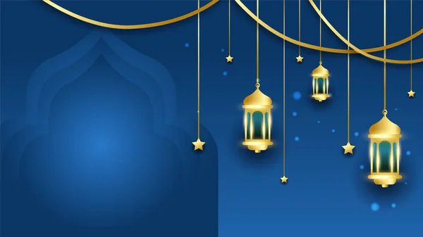 Abstrakter Islamischer Ramadan Kareem Hintergrund Mit Mondlaternenmuster Und Mandala Element — Stockvektor