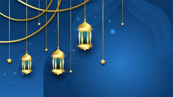 Abstrakter Islamischer Ramadan Kareem Hintergrund Mit Mondlaternenmuster Und Mandala Element — Stockvektor