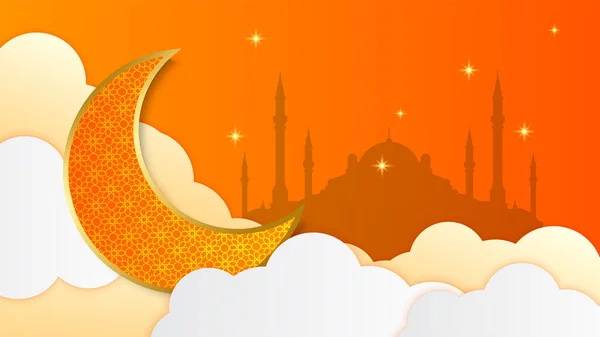 Abstrato Islâmico Ramadã Fundo Kareem Com Padrão Lanterna Lua Elemento — Vetor de Stock