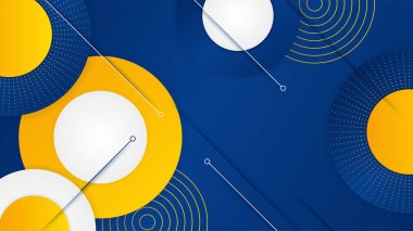 Modern mavi ve turuncu sarı soyut 3d geometrik sunum arkaplanı