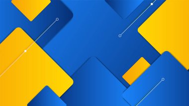Modern mavi ve turuncu sarı soyut 3d geometrik sunum arkaplanı