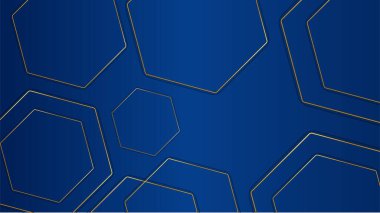 Modern mavi ve turuncu sarı soyut 3d geometrik sunum arkaplanı