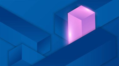 Mavi Soyut Tasarım Arkaplanı üzerinde parlak mor blok