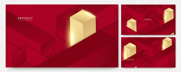 Elegante Linie Gold Auf Rotem Hintergrund Mit Abstraktem Design — Stockvektor