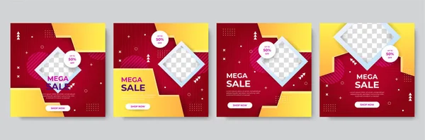 跨正方形红色黄色彩色销售标贴设计模板背景 — 图库矢量图片
