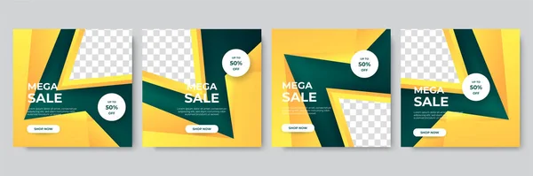 Gradienten Streifen Grün Gelb Bunt Verkauf Post Design Vorlage Hintergrund — Stockvektor