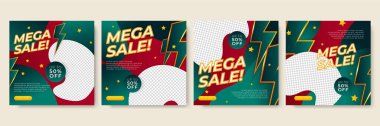 Flash mega satış kırmızı yeşil renkli satış post tasarım şablonu arka planı
