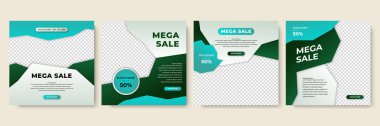 Gradyan şekli yeşil renkli satış sonrası tasarım şablonu arka planı