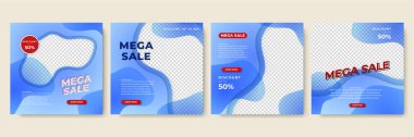 Transparant bloob mavi renkli satış sonrası tasarım şablonu arka planı