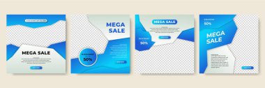 Gradyan şekil transparant mavi renkli satış sonrası tasarım şablonu arka planı