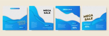 Modern Bloob transparant mavi renkli satış sonrası tasarım şablonu arka planı
