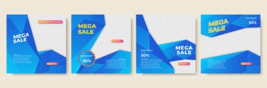 Gradyan şekil transparant mavi renkli satış sonrası tasarım şablonu arka planı