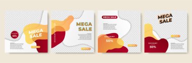 Temiz blup transparant kırmızı turuncu renkli satış post tasarım şablonu arka planı