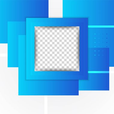 Çerçeve kare transparant mavi renkli satış sonrası tasarım şablonu arka planı