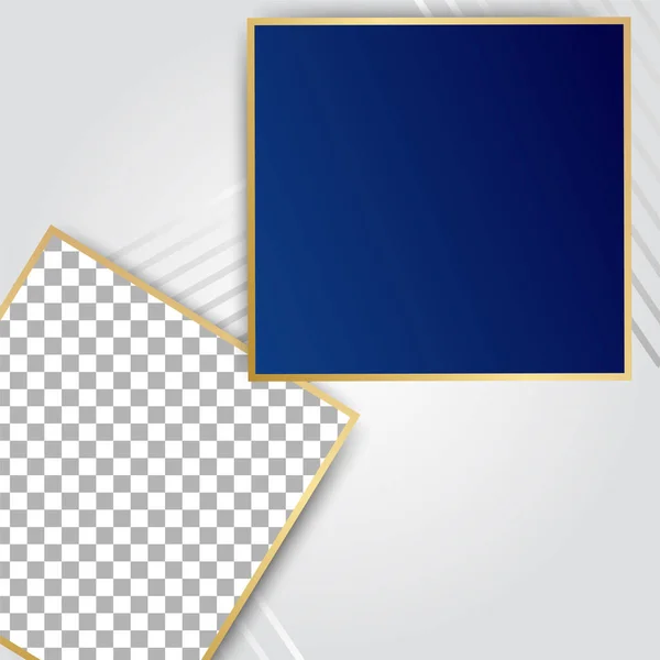 Marco Cuadrado Transparente Azul Oro Venta Colorido Post Diseño Plantilla — Vector de stock