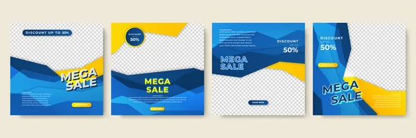 渐变形状蓝色黄色彩色销售标贴设计模板背景 — 图库矢量图片