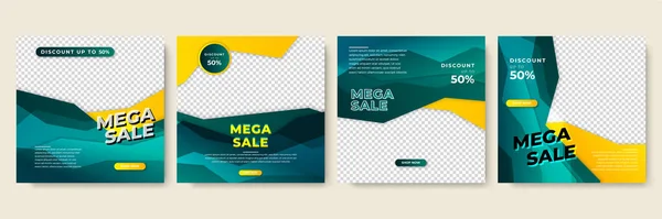 Forma Gradiente Transparente Verde Amarillo Venta Colorido Post Diseño Plantilla — Vector de stock