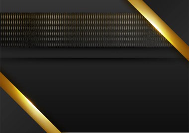 Zarif çizgi gradyan siyah altın renkli soyut kapak tasarımı şablonu