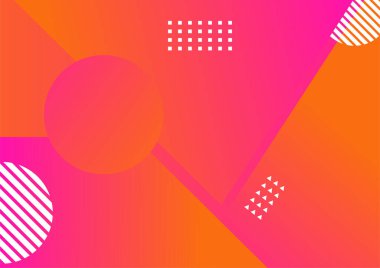 Memphis canlı pembe turuncu renkli soyut kapak tasarımı şablonu