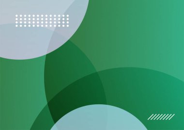 Üst üste binen yeşil renkli soyut kapak tasarım şablonu