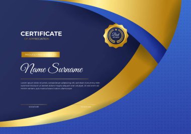 Profesyonel altın mavi sertifika tasarım şablonu