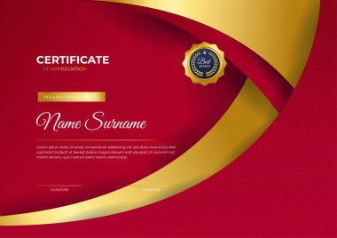 Profesyonel kırmızı sertifika tasarım şablonu