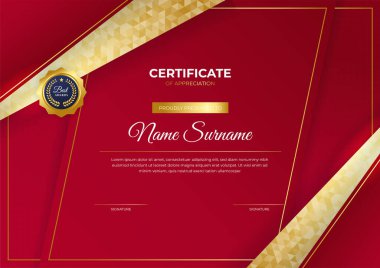 Profesyonel kırmızı sertifika tasarım şablonu