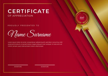 Modern çalışan kırmızı sertifika tasarım şablonu