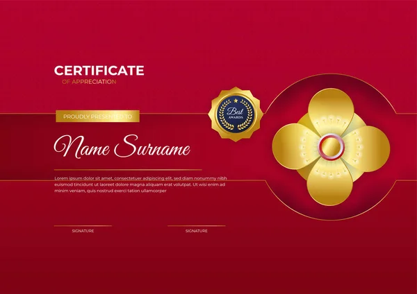Сучасний Працівник Золотий Червоний Шаблон Дизайну Сертифіката — стоковий вектор