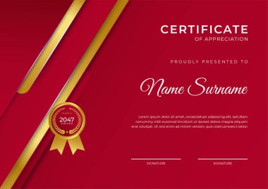 Modern çalışan kırmızı sertifika tasarım şablonu