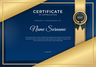 Profesyonel altın mavi sertifika tasarım şablonu