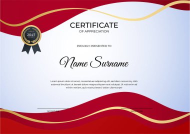 Modern çalışan kırmızı sertifika tasarım şablonu