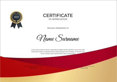 Modern çalışan kırmızı sertifika tasarım şablonu