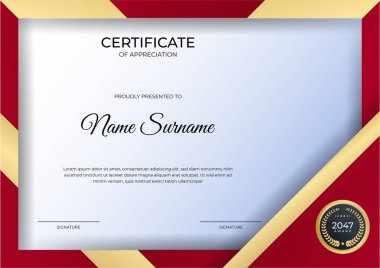 Profesyonel kırmızı sertifika tasarım şablonu